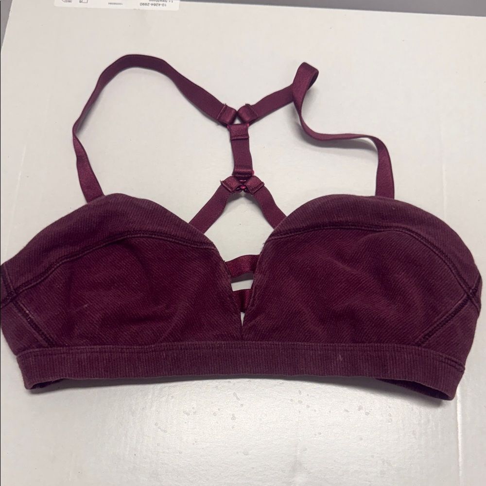 Burgundy LULULEMON Strappy Racerback Ribbed Sports Bra - Size 2